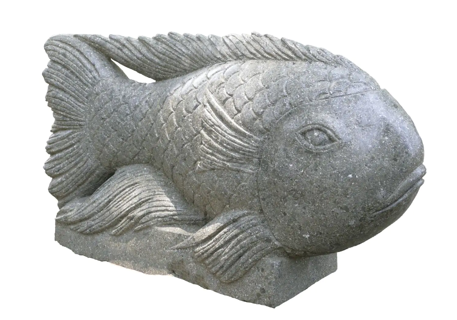  Product image 2 of the product “Lucky“ Fish on base, 60 cm L | Natural stone (Basanit), stonemasonry ”